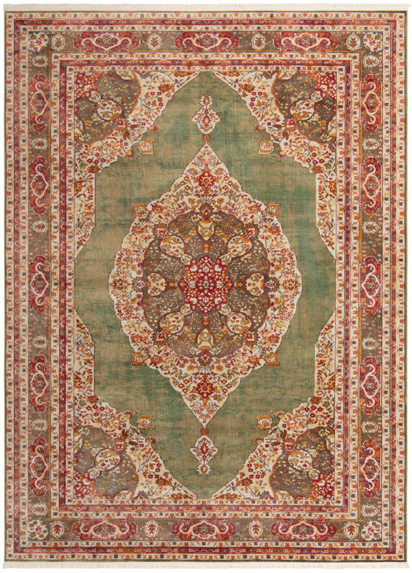 Unique Loom Baracoa Regla Machine Made Border Rug Green, Blue/Ivory/Olive/Orange/Red/Yellow 9' 0" x 12' 2"