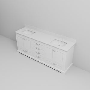 English Elm White Double Bath Vanity 80 in W x 22 in D with Cultured Marble Top, Solid Wood, Soft-Close Drawers B2731P258398
