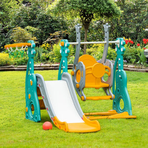 English Elm Qaba Toddler 3 in 1 Playset with Swing Slide Climber and Basketball Hoop W2225P217344