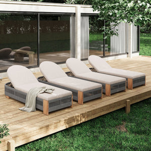 English Elm Christopher Knight Home® - Outdoor Acacia Wood Adjustable Lounge Chair Set Of 4 - Stylish, Durable, And Perfect For Any Space! N770P298695G004