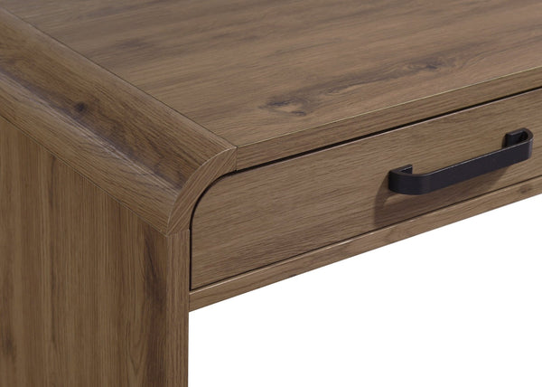 English Elm 1pc Wooden Writing Desk Dual Drawers Matte Black Pulls Light Brown Home Office B2741P482241