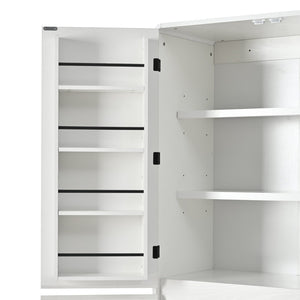 English Elm K&k Farmhouse Pantry Cabinet 72 Inch Tall Mdf Cupboard with Adjustable Shelves White N707S000021W