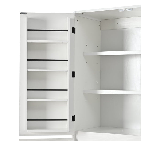 English Elm K&k Farmhouse Pantry Cabinet 72 Inch Tall Mdf Cupboard with Adjustable Shelves White N707S000021W