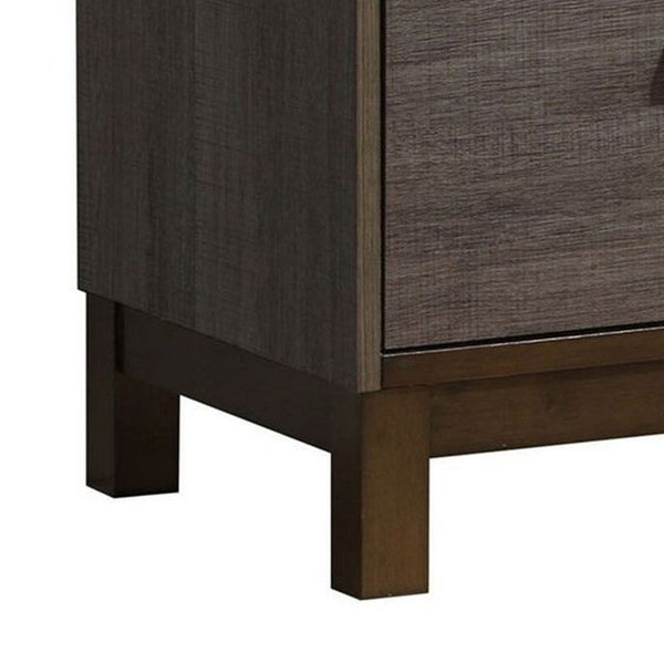 English Elm Manvel Solid Wood Nightstand Two Drawer Antique Gray Finish for Modern Bedrooms B056P417103