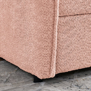 English Elm Daybed Boucle Upholstered Tufted Twin Trundle Sofa for Guest Bedroom Studio Lounge Pink W1413S00172