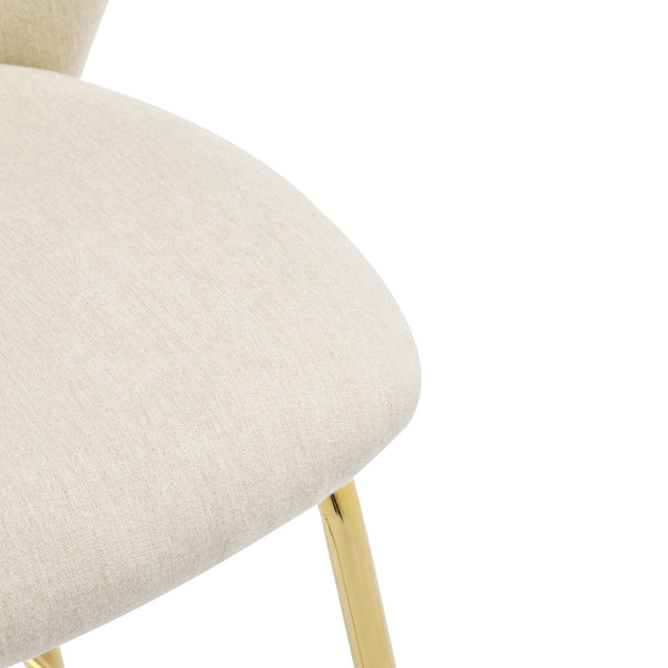 English Elm Christopher Knight Home® - Kira Upholstered Bar Stool Set of 2 — Stylish Low-Back Counter Seating with Cushioned Fabric and Metal Frame for Comfort and Stability Beige+Gold N775P263305B