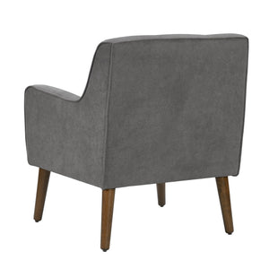 English Elm Ryder Mid Century Gray Tufted Armchair with Walnut Tapered Legs — Plush Foam Seat, Recessed Arms B061128591