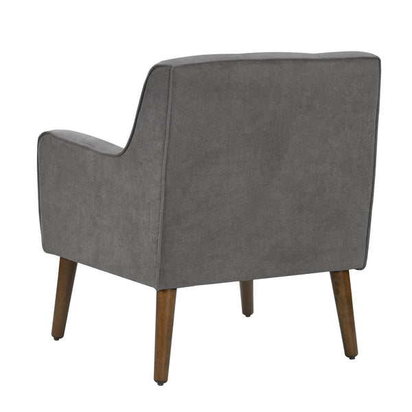 English Elm Ryder Mid Century Gray Tufted Armchair with Walnut Tapered Legs — Plush Foam Seat, Recessed Arms B061128591