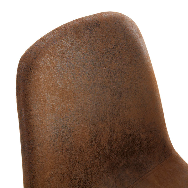 English Elm A set of 4 modern medieval restaurant cushioned side chairs with brown techno-fabric seats & black metal legs, ergonomic comfort and easy assembly (W115149079) W1151P306740