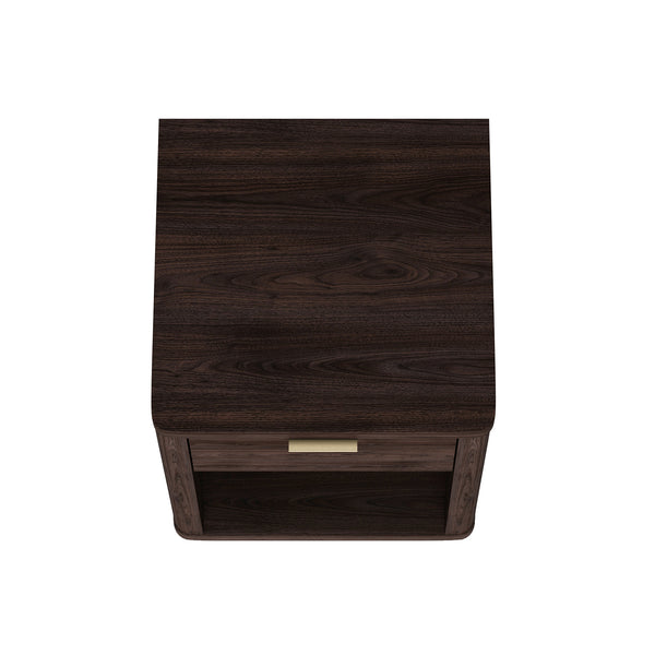 English Elm Evelyn 20" Modern Nightstand In Brown - Stylish Storage Solution With Drawer & Open Shelf Space B365P398526
