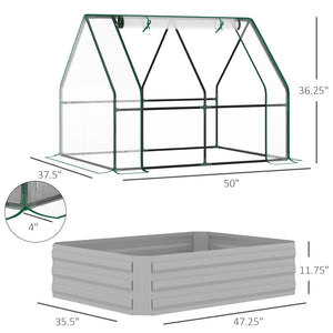 English Elm Outsunny 4' X 3' Galvanized Raised Garden Bed & Pvc Greenhouse Cover For Year-Round Planting Success W2225P174457-GIGA