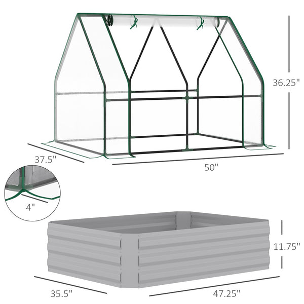 English Elm Outsunny 4' X 3' Galvanized Raised Garden Bed & Pvc Greenhouse Cover For Year-Round Planting Success W2225P174457-GIGA