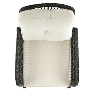 English Elm Fruttuo Upholstered Rocking Chair with Removable Zipper Cushions, Waterproof Fabric, Steel Rattan Frame Black+Cream B365P397659
