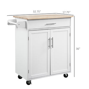 English Elm Homcom Versatile Kitchen Island Cart With Drawer, Towel Rack & Rolls For Easy Storage & Prep W2225P217944