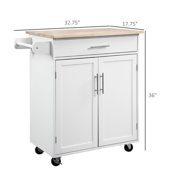 English Elm Homcom Versatile Kitchen Island Cart With Drawer, Towel Rack & Rolls For Easy Storage & Prep W2225P217944