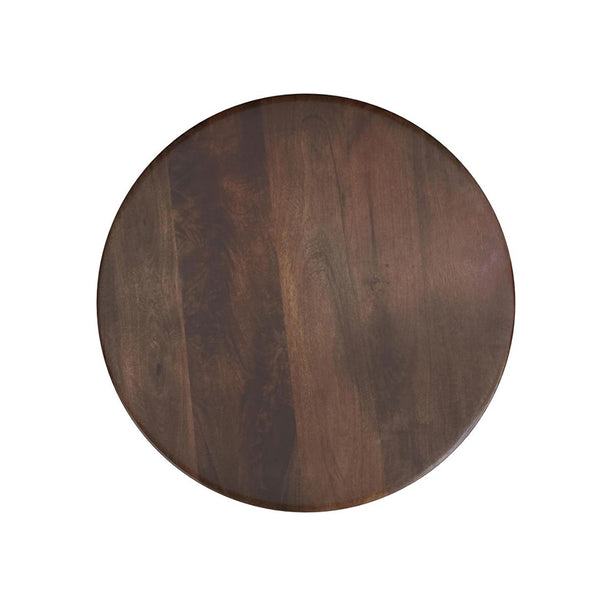 English Elm Round Solid Mango Wood End Table with Sculptural Angled Legs, Deep Brown Grain Finish, Modern Decor B016P380949