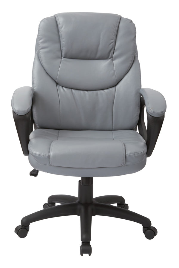 OSP Home Furnishings Faux Leather Executive Office Chair with Lumbar Support and Pneumatic Height Adjustment FL660-U42