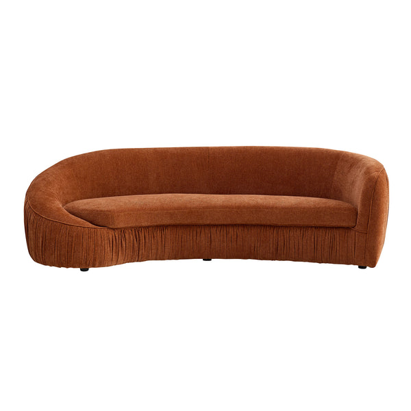 English Elm 92.13 Modern Curved 4-Seat Upholstered Sofa for Living Room — Solid Wood Frame, Polyester Fabric Comfort Orange W2582P231486