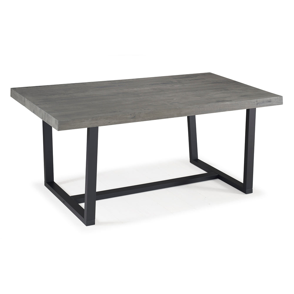 English Elm Walker Edison - Modern Distressed Solid Wood Dining Table with Metal Frame, Rustic Grey Pine, Seats 4-6 Adults, Farmhouse Charm B185P169418