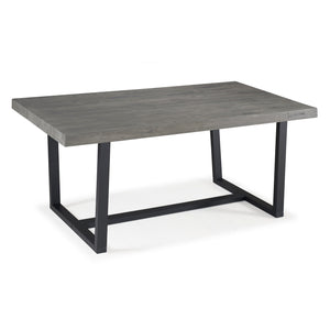 English Elm Walker Edison - Modern Distressed Solid Wood Dining Table with Metal Frame, Rustic Grey Pine, Seats 4-6 Adults, Farmhouse Charm B185P169418
