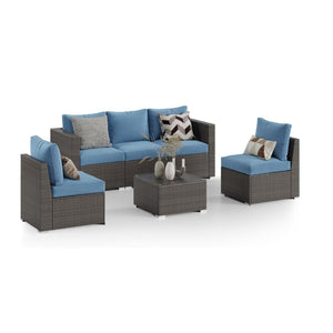 English Elm 59" Modular Pe Rattan Outdoor Loveseat Set with Uv Resistant Olefin Cushions for Patios B082P455122