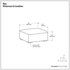 English Elm Rex Genuine Aniline Leather Ottoman Low Profile Living Room Footrest or Coffee Table B136P436948