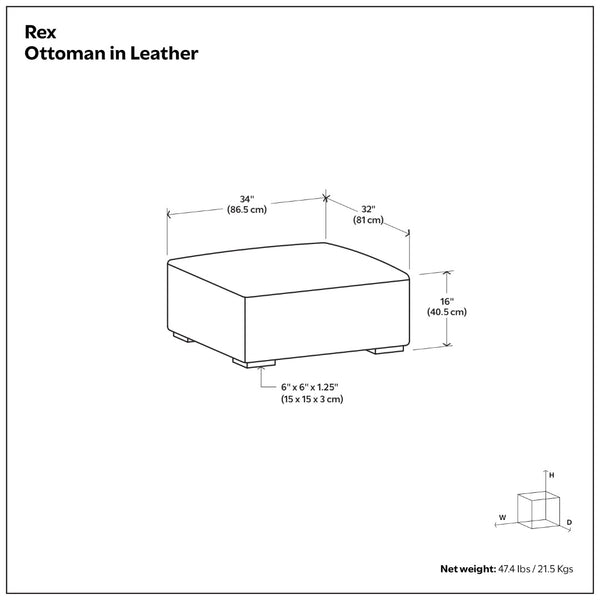 English Elm Rex Genuine Aniline Leather Ottoman Low Profile Living Room Footrest or Coffee Table B136P436948