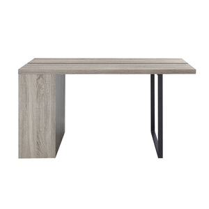 English Elm Grey Oak Modern 2-Shelf Rectangular Dining Table with Metal Inlay Trim, Sturdy Legs & Storage (60") B062P209315