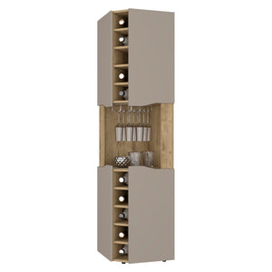 English Elm Grace Corner Bar Cabinet with Wine Rack Stemware Hanging and Concealed Shelving Storage B128S00214