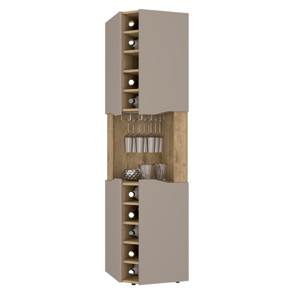 English Elm Grace Corner Bar Cabinet with Wine Rack Stemware Hanging and Concealed Shelving Storage B128S00214