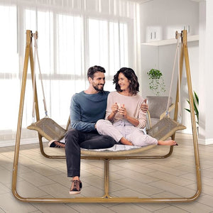 English Elm Hammock Heavy-Duty Steel C-Stand for Hammock & Egg Chairs - Indoor Outdoor Portable, Rust-Resistant Gold+Brown W2707P184379