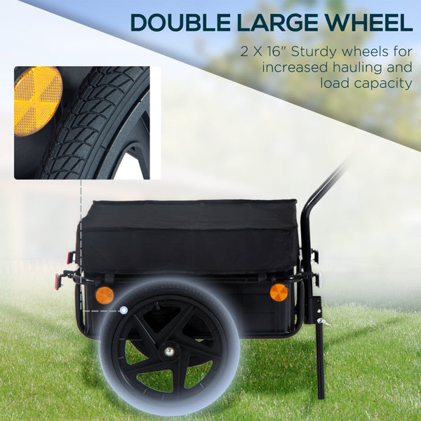 English Elm Aosom Bike Cargo Trailer with Waterproof Oxford Cover and 16 Inch Rubber Wheels W2225P217048