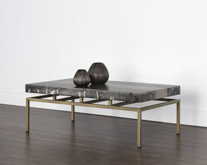 Sunpan Toreno Coffee Table - Handcrafted Antique Brass with Unique Patina Finish, Global Travel Inspired Design
