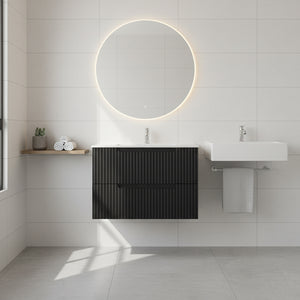 English Elm Goodyo 30" Floating Bathroom Vanity Cabinet Wall-Mounted Modern MDF Vanity with Soft-Close Drawers Black D163096363