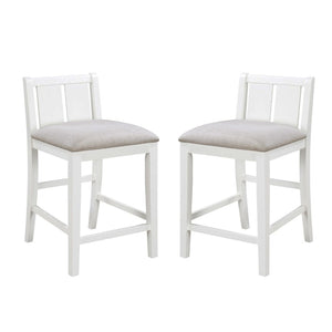 English Elm Set Of 2 Counter Height Chairs With Cream Upholstery, White Frame For Timeless Kitchen Style B016P392514-GIGA