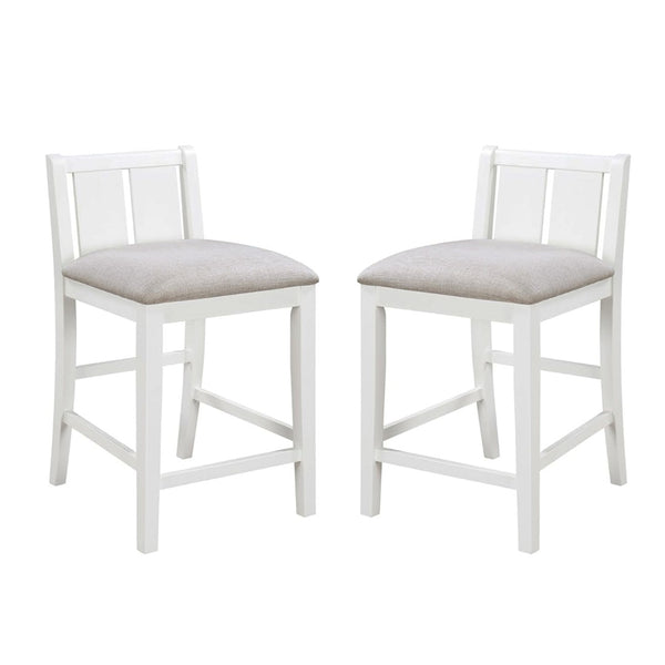 English Elm Set Of 2 Counter Height Chairs With Cream Upholstery, White Frame For Timeless Kitchen Style B016P392514-GIGA