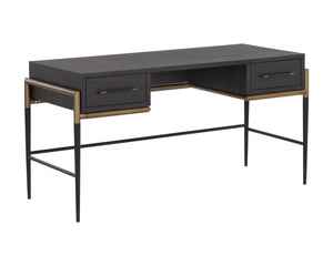 Sunpan Weldrick Desk - Elegant Acacia Wood Design with Soft Closing Drawers and Antique Brass Accents Espresso