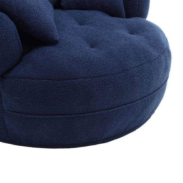 English Elm COOLMORE Chenille Sponge circular sleeper chair with removable washable cover, plush pillows & space-saving design Navy W1539P312252