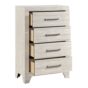 English Elm Contemporary Dusty Gray Oak 4-Drawer Chest with Dovetail Drawers, Metal Glides & Silver Pulls B011P323478