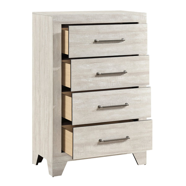 English Elm Contemporary Dusty Gray Oak 4-Drawer Chest with Dovetail Drawers, Metal Glides & Silver Pulls B011P323478