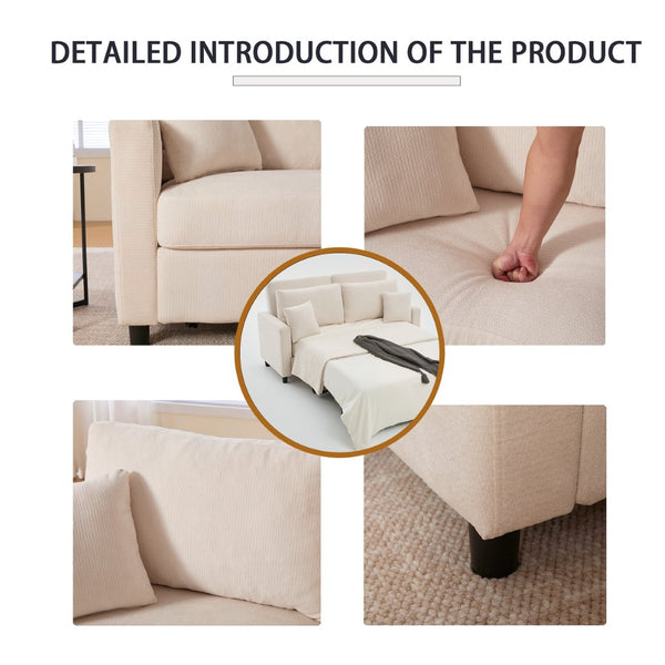 English Elm Sleeper Sofa Bed – Modern Linen Pull-Out Couch, 2-3 Seater With Memory Foam, Perfect For Small Spaces! W3696S00003-GIGA