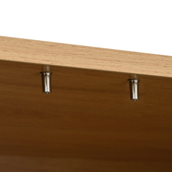 English Elm Farmhouse Media Console with Arched Glass Doors Wood Grain Two Tone Living Room Storage Blue N721P411204C