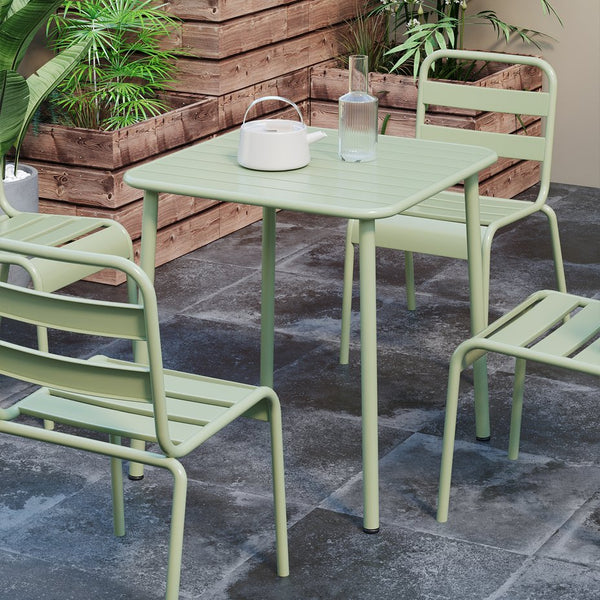 English Elm Sera outdoor square table - waterproof metal courtyard bistro table for balcony, villa, versatile seating Antique Green W3318P308266