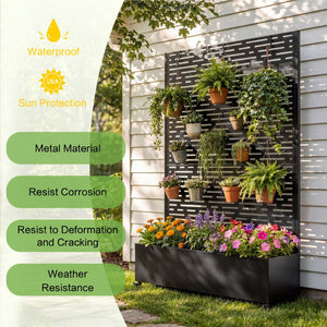 English Elm Metal Galvanized Raised Garden Bed on Wheels with Trellis for Climbing Vines Outdoor W5312P460802