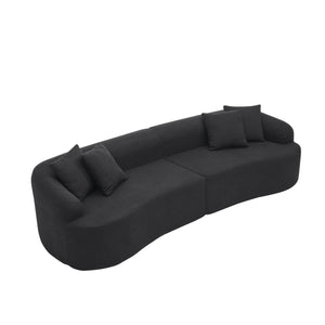 English Elm Curved Modular Sectional Sofa with High-Density Foam Compression, No-Assembly Modern Minimalist Comfort Black W487S00359