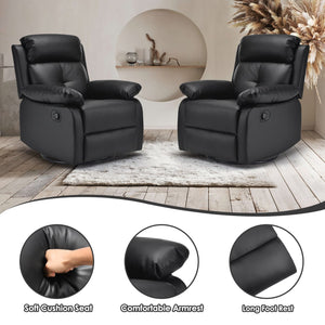English Elm Small Rocker Swivel Recliner Chair with 360° Swivel, 30° Rocking and Adjustable 90–150° Recline Comfortability Black T3623P380482