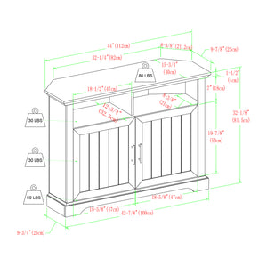 44" Grooved Door Corner TV Console Rustic Oak W44CMCR2DRO Walker Edison