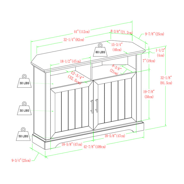 44" Grooved Door Corner TV Console Rustic Oak W44CMCR2DRO Walker Edison