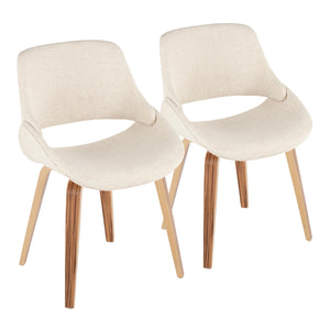 English Elm Fabrico Mid-Century Modern Accent Chair Set Of 2 - Zebra Wood Legs & Cream Fabric For Stylish Comfort B202S01225