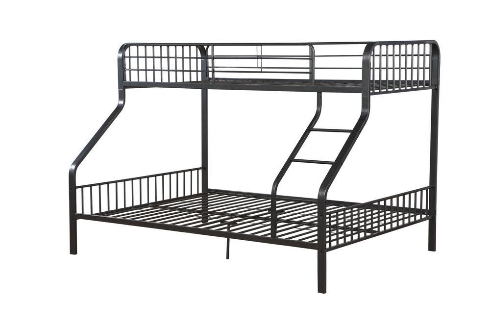 English Elm Caius Gunmetal Twin XL/Queen Bunk Bed Metal Frame with Built-In Ladder, Guardrail & 330lb Capacity B2726S00343